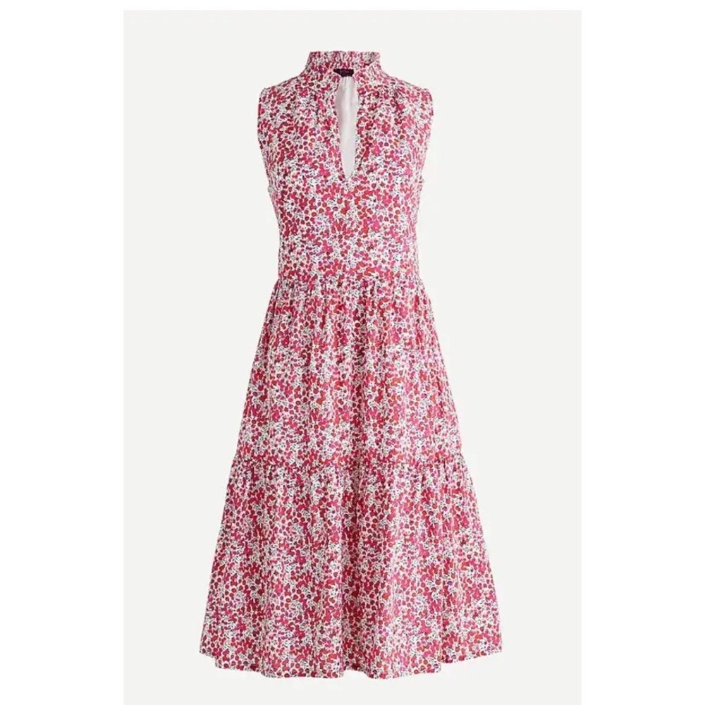 J.Crew Liberty London Red Floral Rebecca Tiered Dress Wiltshire AP167 Small